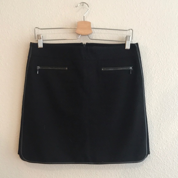 WHBM Black Ponte Work Skirt w/ faux Leather Piping - Picture 1 of 7